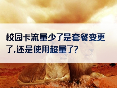校园卡流量少了是套餐变更了，还是使用超量了？