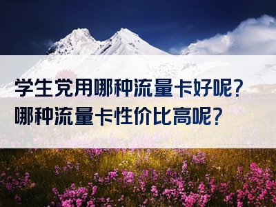 学生党用哪种流量卡好呢？哪种流量卡性价比高呢？