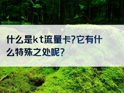 什么是kt流量卡？它有什么特殊之处呢？