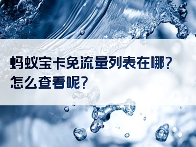 蚂蚁宝卡免流量列表在哪？怎么查看呢？