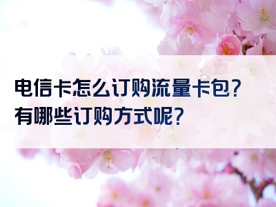电信卡怎么订购流量卡包？有哪些订购方式呢？