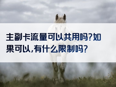 主副卡流量可以共用吗？如果可以，有什么限制吗？