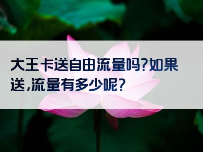 大王卡送自由流量吗？如果送，流量有多少呢？