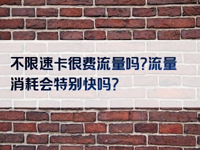 不限速卡很费流量吗？流量消耗会特别快吗？