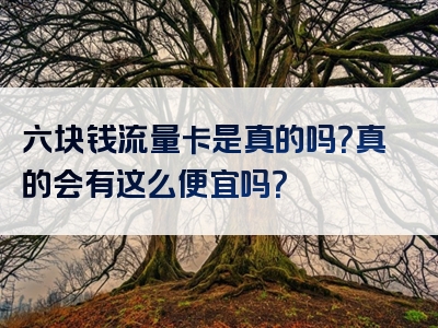 六块钱流量卡是真的吗？真的会有这么便宜吗？