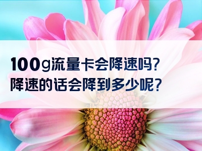 100g流量卡会降速吗？降速的话会降到多少呢？