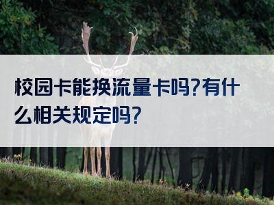 校园卡能换流量卡吗？有什么相关规定吗？