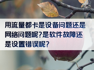 用流量都卡是设备问题还是网络问题呢？是软件故障还是设置错误呢？