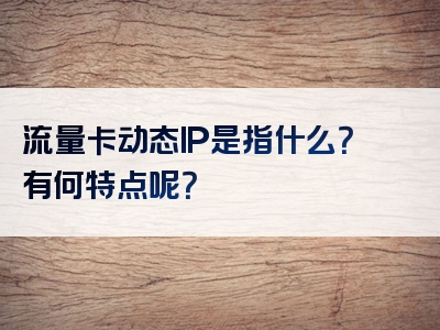 流量卡动态IP是指什么？有何特点呢？