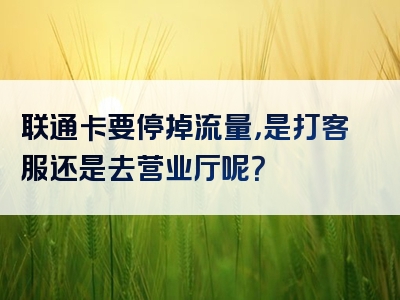 联通卡要停掉流量，是打客服还是去营业厅呢？