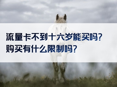 流量卡不到十六岁能买吗？购买有什么限制吗？