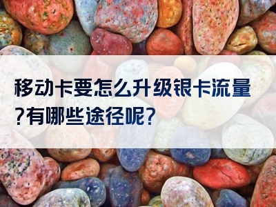 移动卡要怎么升级银卡流量？有哪些途径呢？