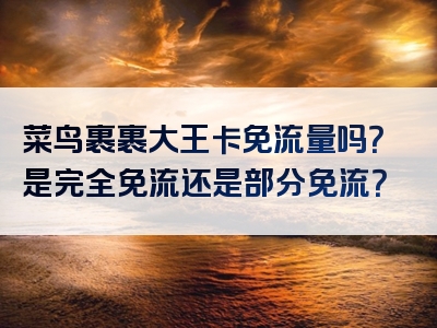菜鸟裹裹大王卡免流量吗？是完全免流还是部分免流？