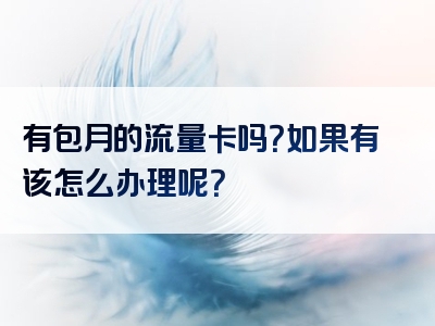 有包月的流量卡吗？如果有该怎么办理呢？