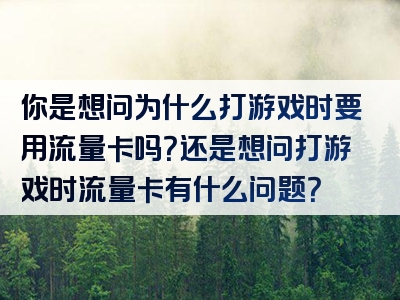 你是想问为什么打游戏时要用流量卡吗？还是想问打游戏时流量卡有什么问题？