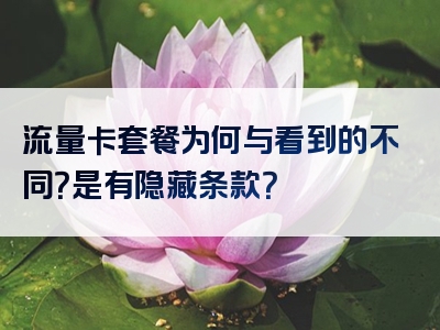 流量卡套餐为何与看到的不同？是有隐藏条款？
