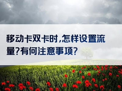移动卡双卡时，怎样设置流量？有何注意事项？