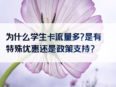 为什么学生卡流量多？是有特殊优惠还是政策支持？