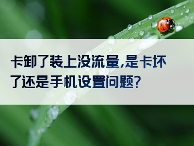 卡卸了装上没流量，是卡坏了还是手机设置问题？