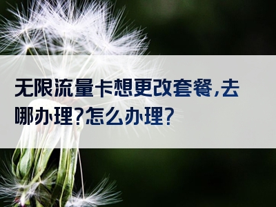 无限流量卡想更改套餐，去哪办理？怎么办理？