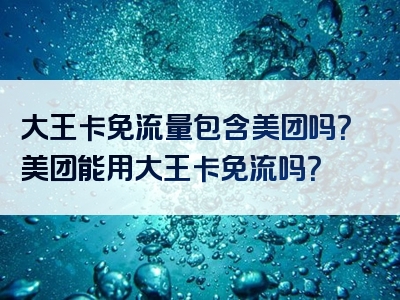 大王卡免流量包含美团吗？美团能用大王卡免流吗？