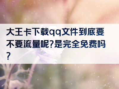 大王卡下载qq文件到底要不要流量呢？是完全免费吗？