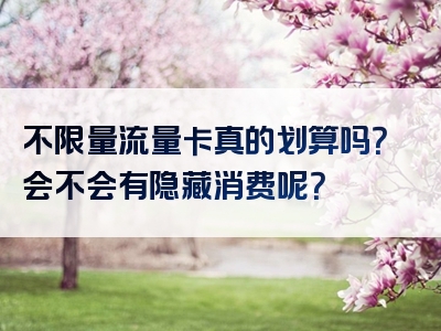 不限量流量卡真的划算吗？会不会有隐藏消费呢？