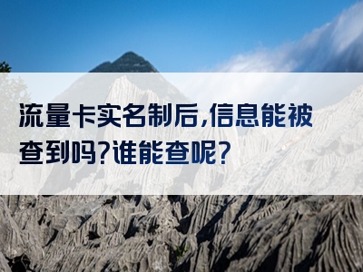 流量卡实名制后，信息能被查到吗？谁能查呢？