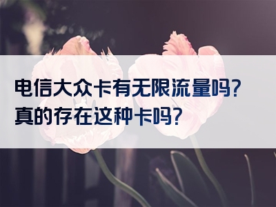 电信大众卡有无限流量吗？真的存在这种卡吗？