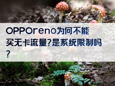 OPPOreno为何不能买无卡流量？是系统限制吗？