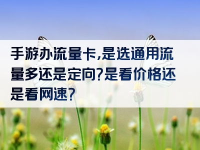 手游办流量卡，是选通用流量多还是定向？是看价格还是看网速？