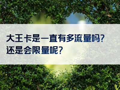 大王卡是一直有多流量吗？还是会限量呢？