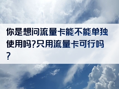 你是想问流量卡能不能单独使用吗？只用流量卡可行吗？