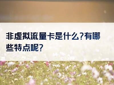 非虚拟流量卡是什么？有哪些特点呢？