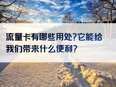 流量卡有哪些用处？它能给我们带来什么便利？
