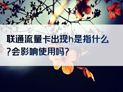 联通流量卡出现h是指什么？会影响使用吗？