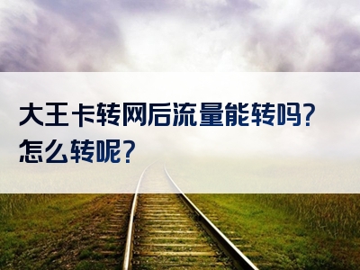 大王卡转网后流量能转吗？怎么转呢？