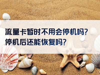 流量卡暂时不用会停机吗？停机后还能恢复吗？