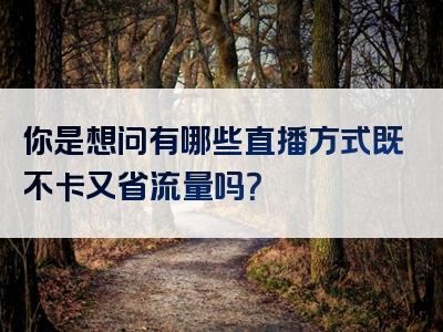 你是想问有哪些直播方式既不卡又省流量吗？