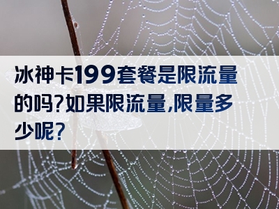 冰神卡199套餐是限流量的吗？如果限流量，限量多少呢？