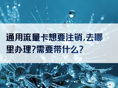 通用流量卡想要注销，去哪里办理？需要带什么？