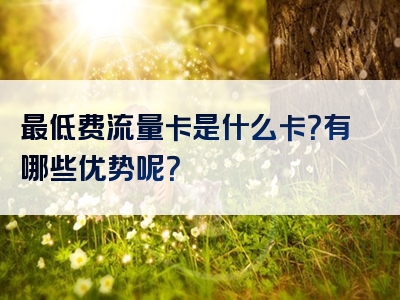 最低费流量卡是什么卡？有哪些优势呢？
