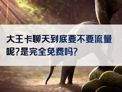 大王卡聊天到底要不要流量呢？是完全免费吗？