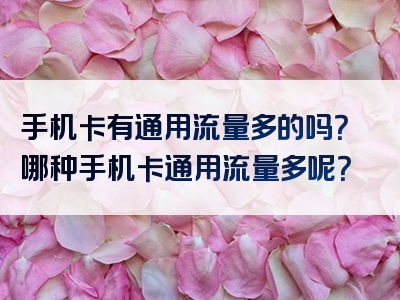 手机卡有通用流量多的吗？哪种手机卡通用流量多呢？