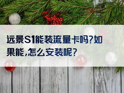 远景S1能装流量卡吗？如果能，怎么安装呢？